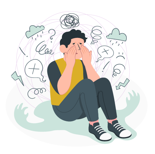 illustration of teenage boy showing frustration and emotional overwhelm