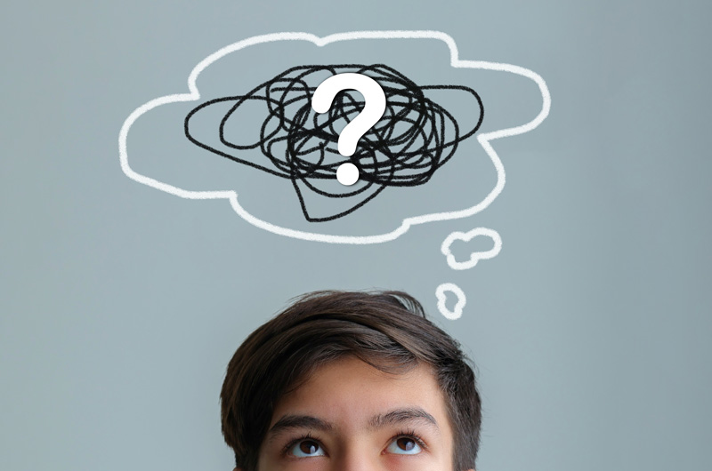 A teen head with swirling thoughts above. Wondering if therapy for teens in Arlington, MA can help your teens with autism in Arlington, MA? Speak with a teen therapist to see if it is right for your teen.