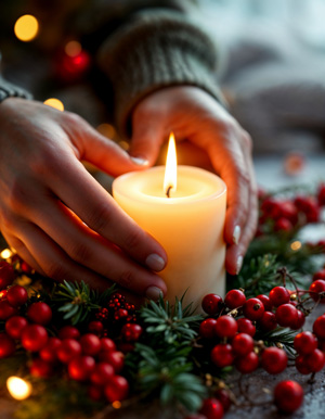 A close up of a burning candle next to holiday decor. This could represent the festive spirit that is muted for teens experiencing teen depression in Arlington, MA. Learn more about teen therapy in Arlington, MA and how therapy for depression can offer support. Contact a depression therapist today for more info.